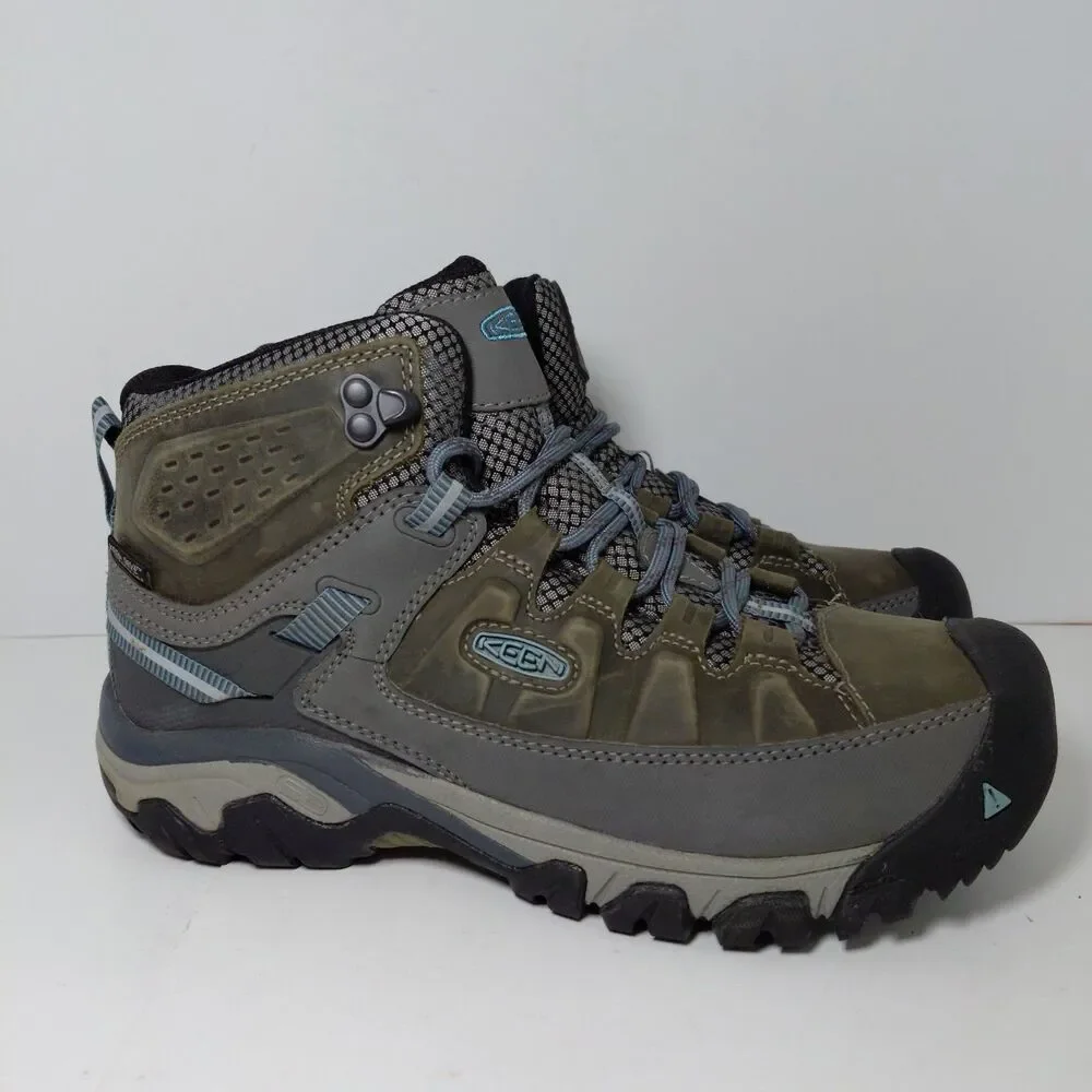 Keen Targhee III Mid Waterproof Hiking Boots Shoes Soft Toe Womens 7.5 Grey Blue